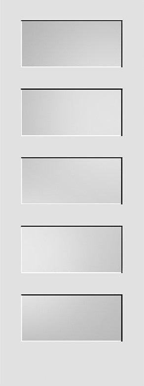 5-Panel Frosted Glass Solid Core Pre-Hung Door 80"