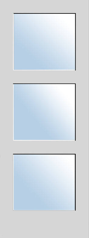 3 Panel Clear Glass Interior Solid Core Door 80"
