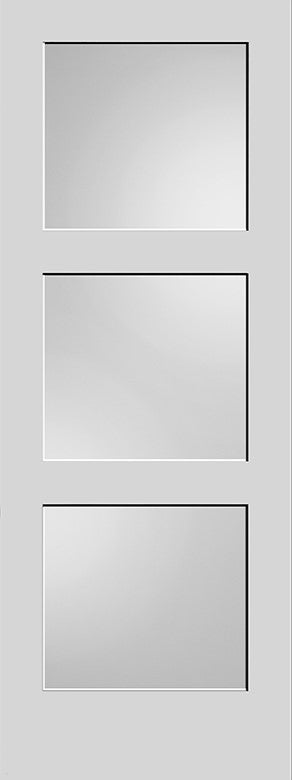 3-Panel Frosted Glass Solid Core Pre-Hung Door 80"